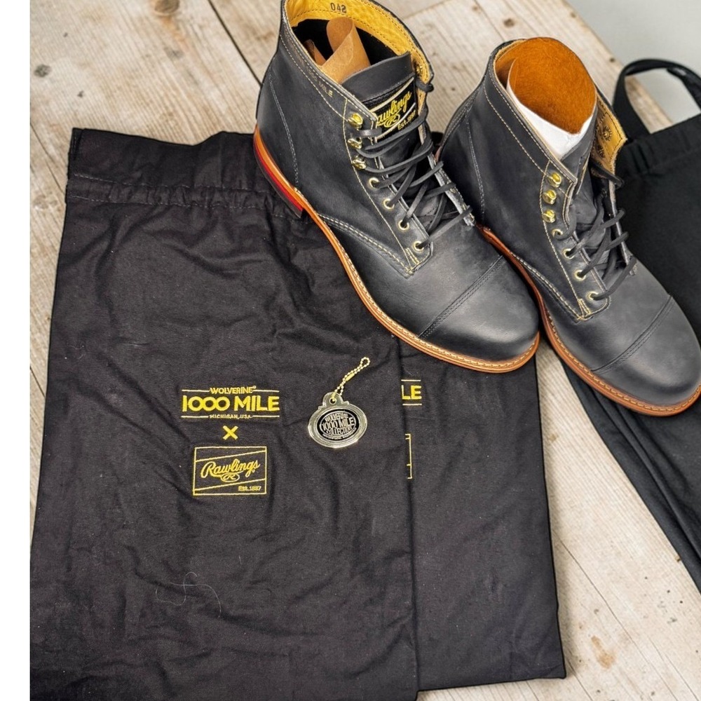 Wolverine 1000 Mile Rawlings Boots Mens‎ 11 Black Gold Glove Leather W08012 NEW - Picture 12 of 16